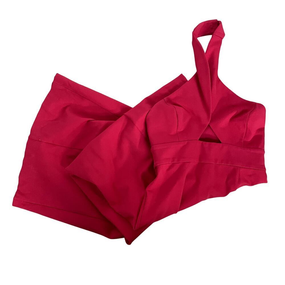 Lovers & Friends ruby red jumpsuit halter neck keyhole detail backless rayon S